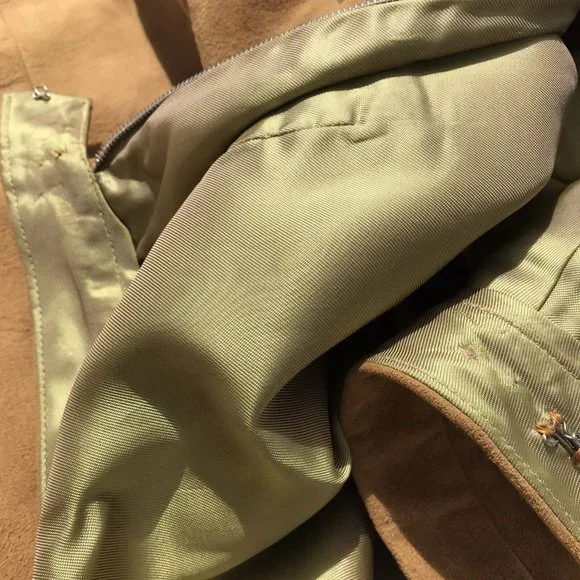 VTG 60s Rare Suede Leather Silk Women’s Pencil Skirt MOD Western Boho USA XS O - Picture 9 of 16